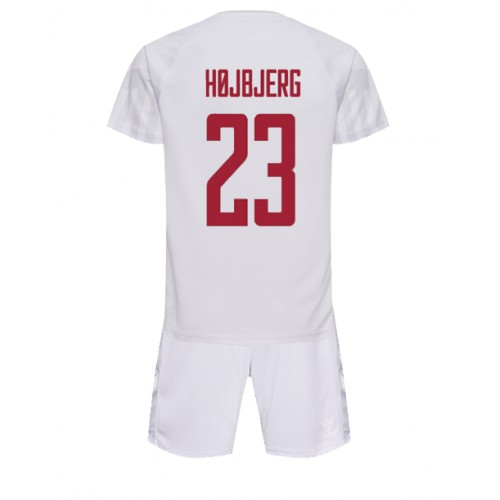 Fotballdrakt Barn Danmark Pierre-Emile Hojbjerg #23 Bortedraktsett VM 2022 Kortermet (+ Korte bukser)